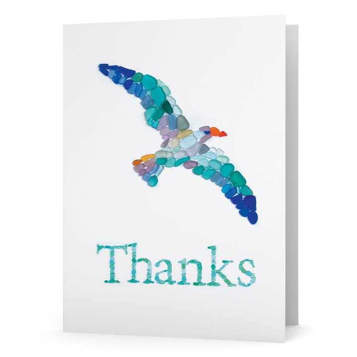 Biglietto di ringraziamento in vetro marino Albatross per la vendita all'ingrosso da parte di Beachcombing / Etched by the Sea