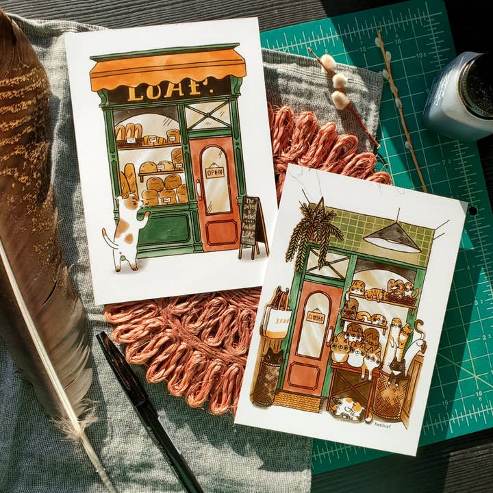 Loaf Shop a set of 2 cute cat prints for wholesale by Koobta