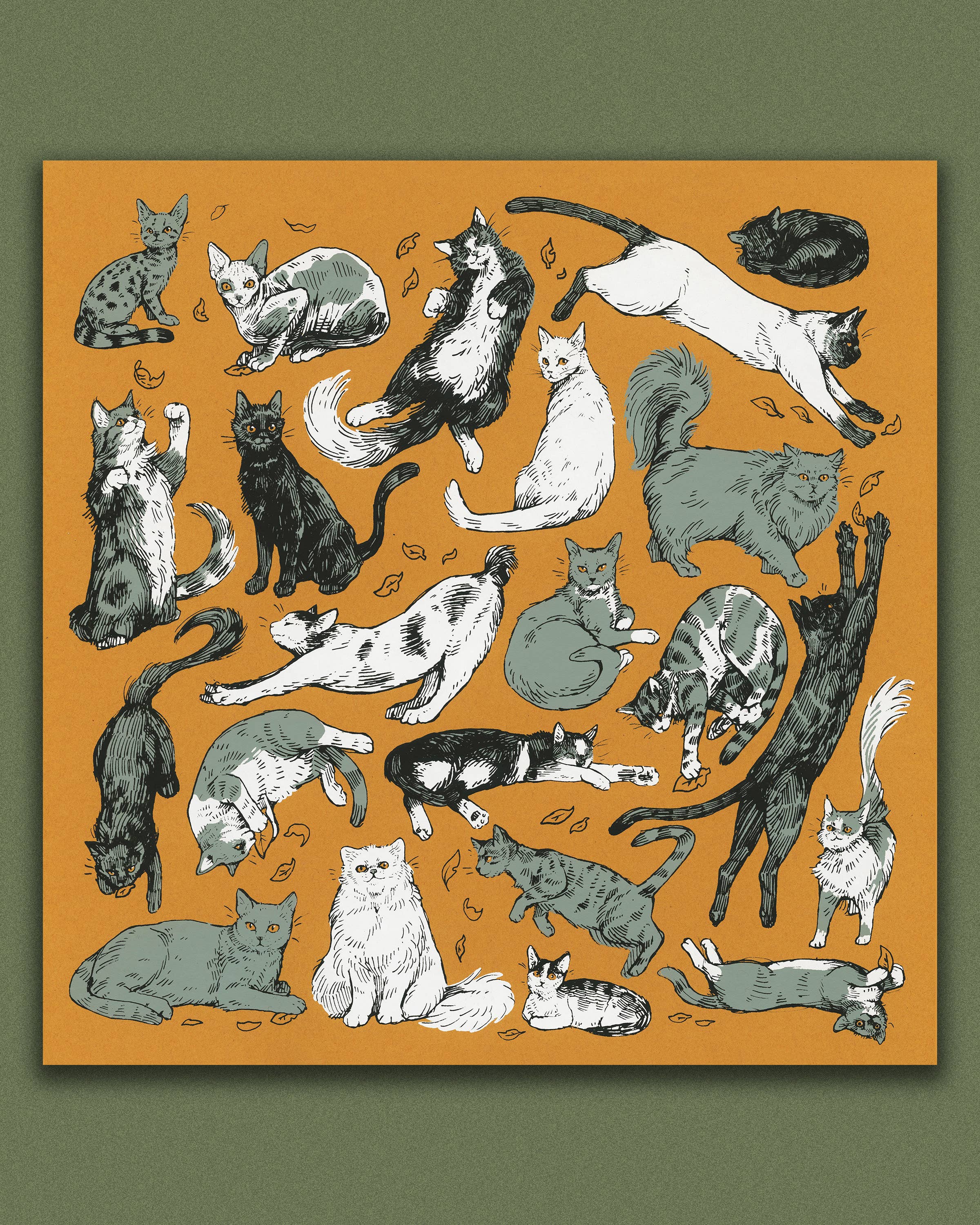 Field Sparrow Studio - Wholesale Art Print - Cats 12x12 Screen Print