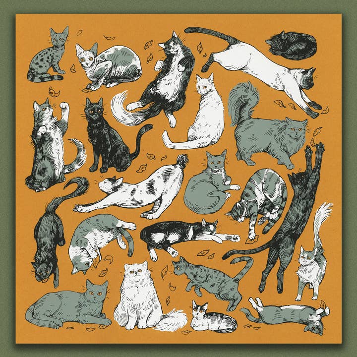 Field Sparrow Studio - Wholesale Art Print - Cats 12x12 Screen Print0