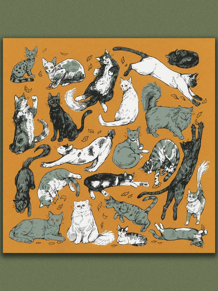 Cats 12x12 Screen Print for wholesale by Field Sparrow Studio