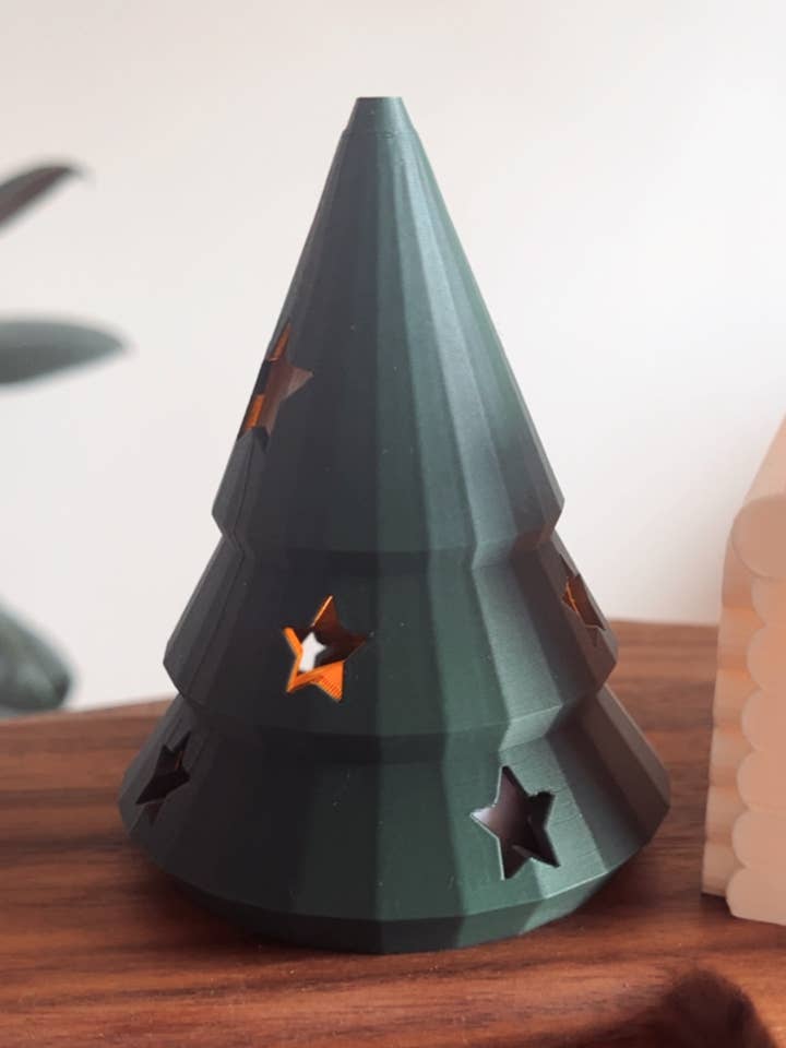 Holiday Tree LED Tea Light Cover for wholesale by Prairie City Printing Co.