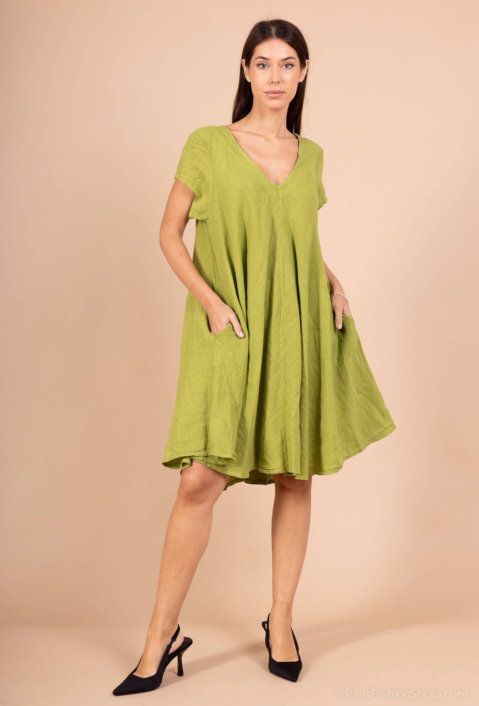 Shyloh - Wholesale Dress - Women's - Flowy linen dress with pockets 149520