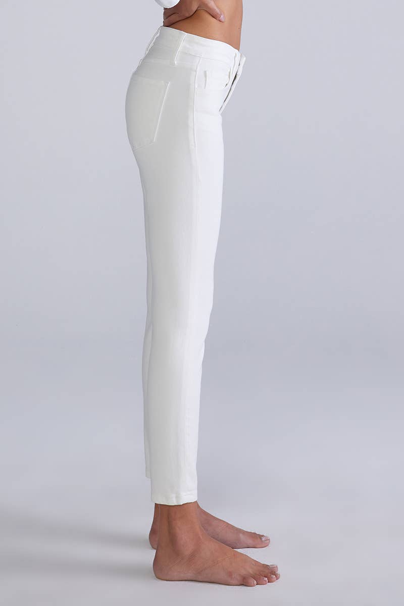 Ceros Jeans - Vente Jean – femme - Jean skinny blanc taille moyenne à cheville propre pour femmes2