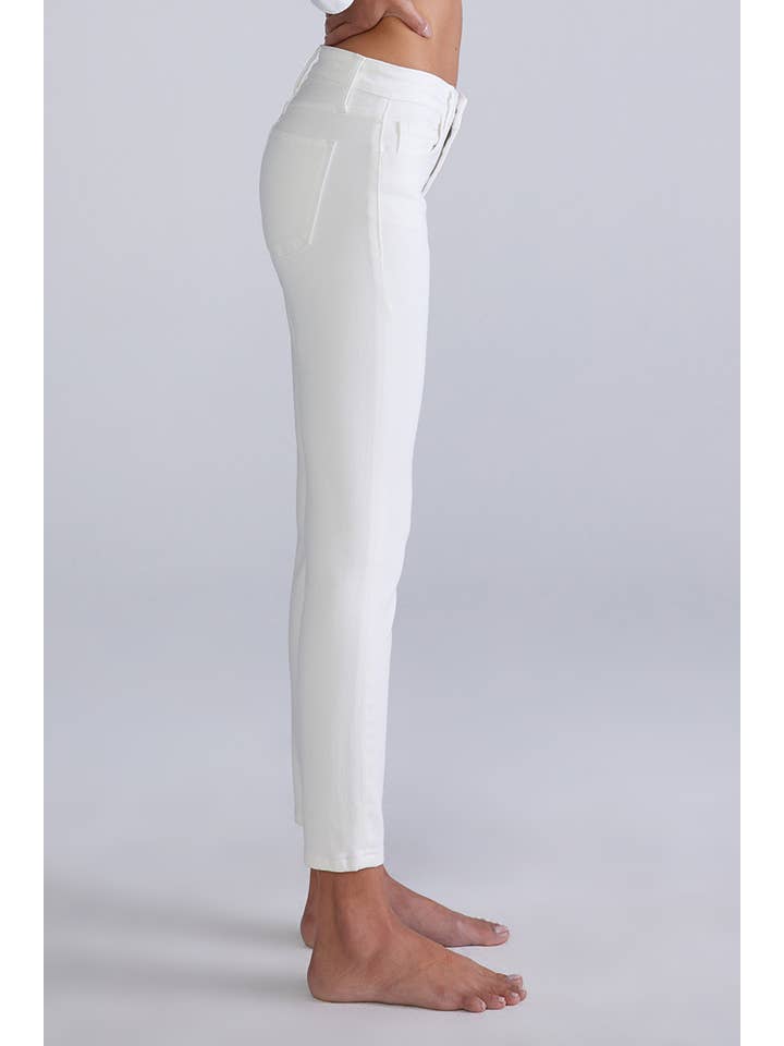 Ceros Jeans - Vente Jean – femme - Jean skinny blanc taille moyenne à cheville propre pour femmes2