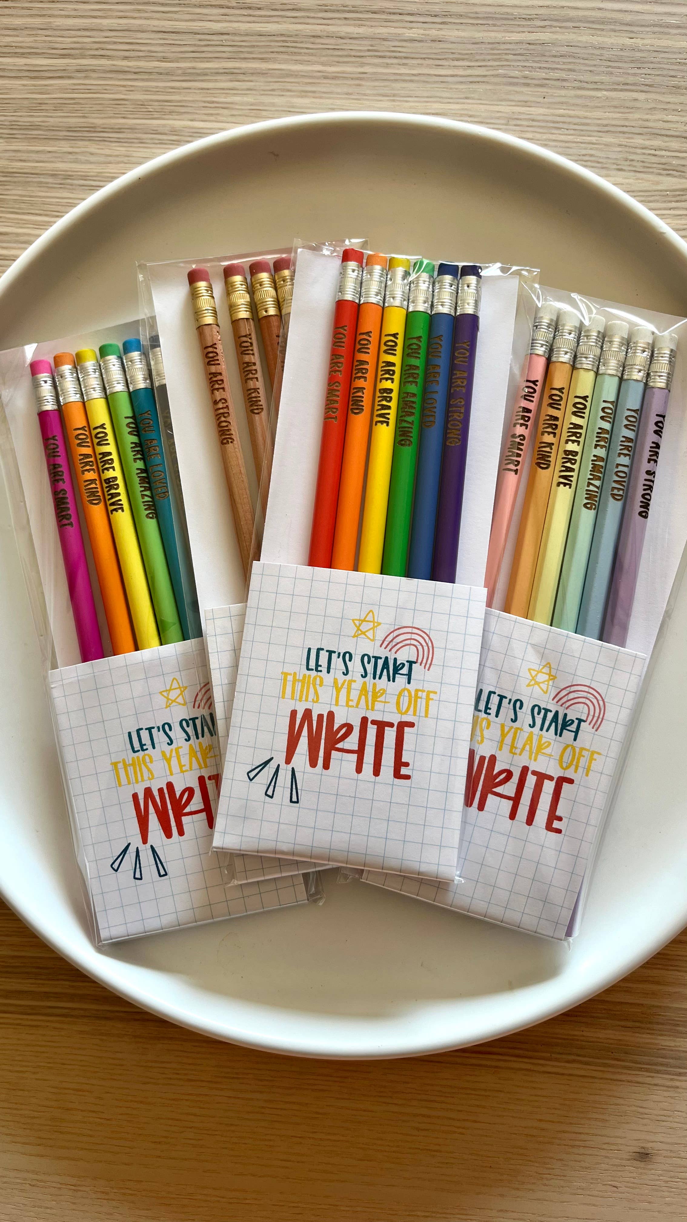 Handmade by Hammero - Wholesale Pencil - Positive Affirmations Pencils, Engraved Pencils Pack9