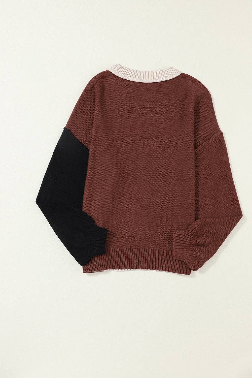 Suhkasana – wholesale Knitted jumper – Women′s – Colorblock Bishop Sleeve Ribbed Knit Sweater3