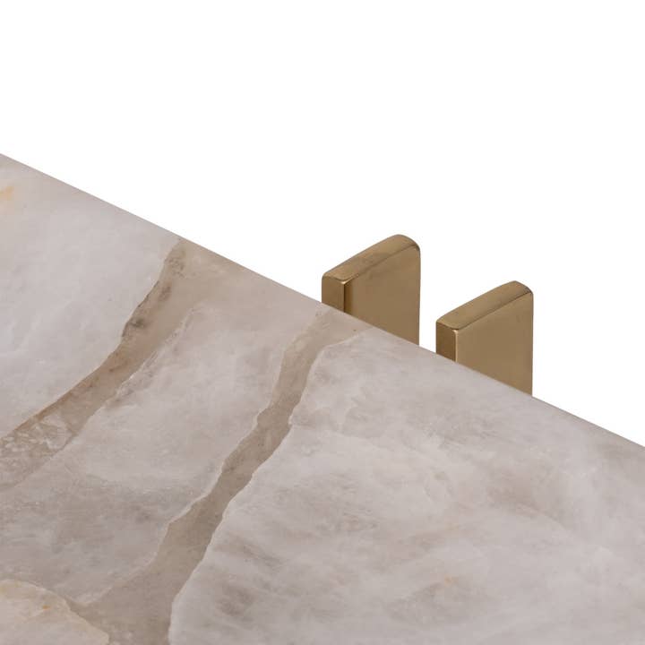 Sagebrook Home - Wholesale Decorative Tray - Decorative Tray - White Quartz with Gold Details, 14 in.9