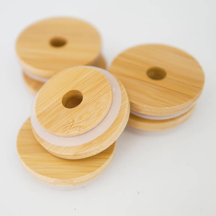 Regular Mouth 70mm Bamboo Top Lids for wholesale by Forest Cove Home