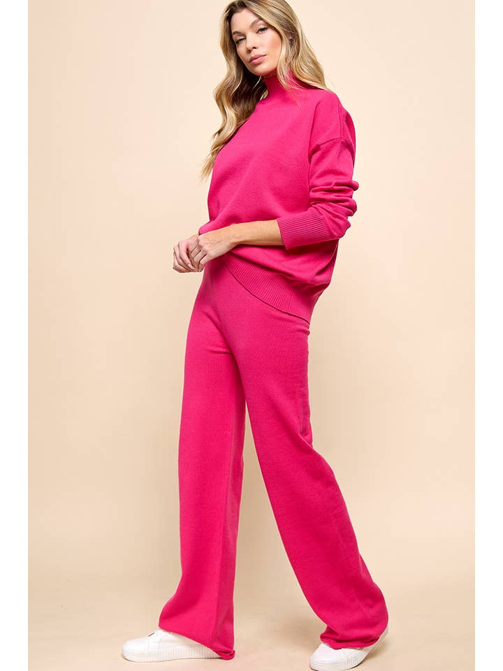 Cezele - Wholesale Lounge Set - Women's - Turtleneck Knitted Sweater and Flare Pants Set7