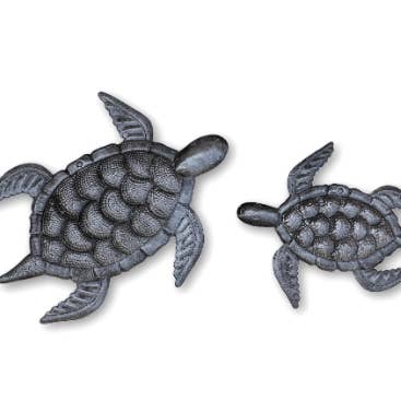 Haiti Fair Trade~ It's Cactus - Wholesale Wall Accent - Set of 2 Turtles, Beach Decor, Whimsical Sea-life 10" & 7.5"