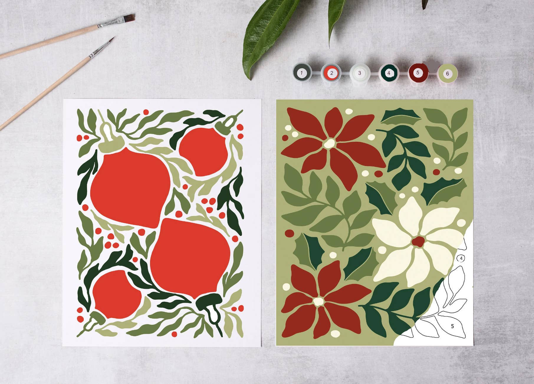 Cate Paper Co. – Conjunto de pintura por atacado – Kit de Pintura por Números Flores Vermelhas de Férias