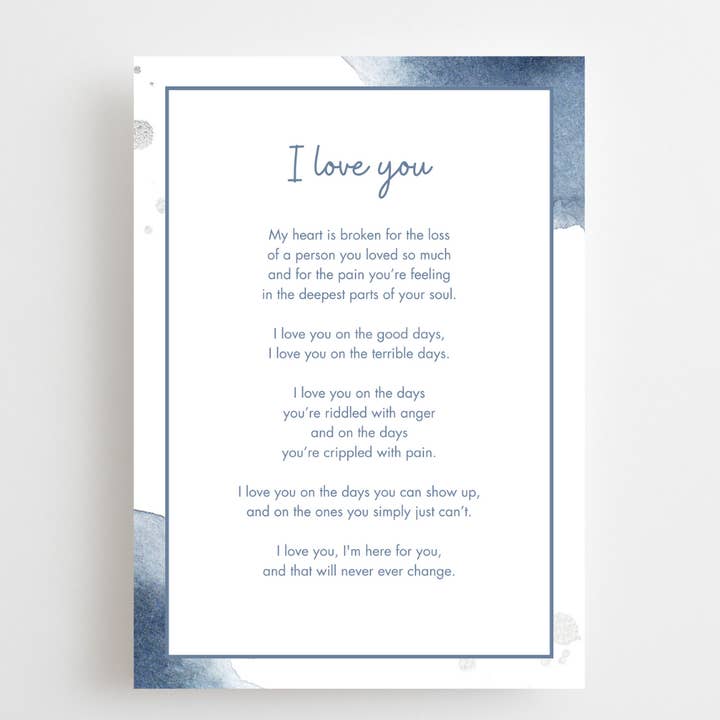 Carte de condoléances - Loss : Here For You - Bleu pour la vente par The Lettery Studio