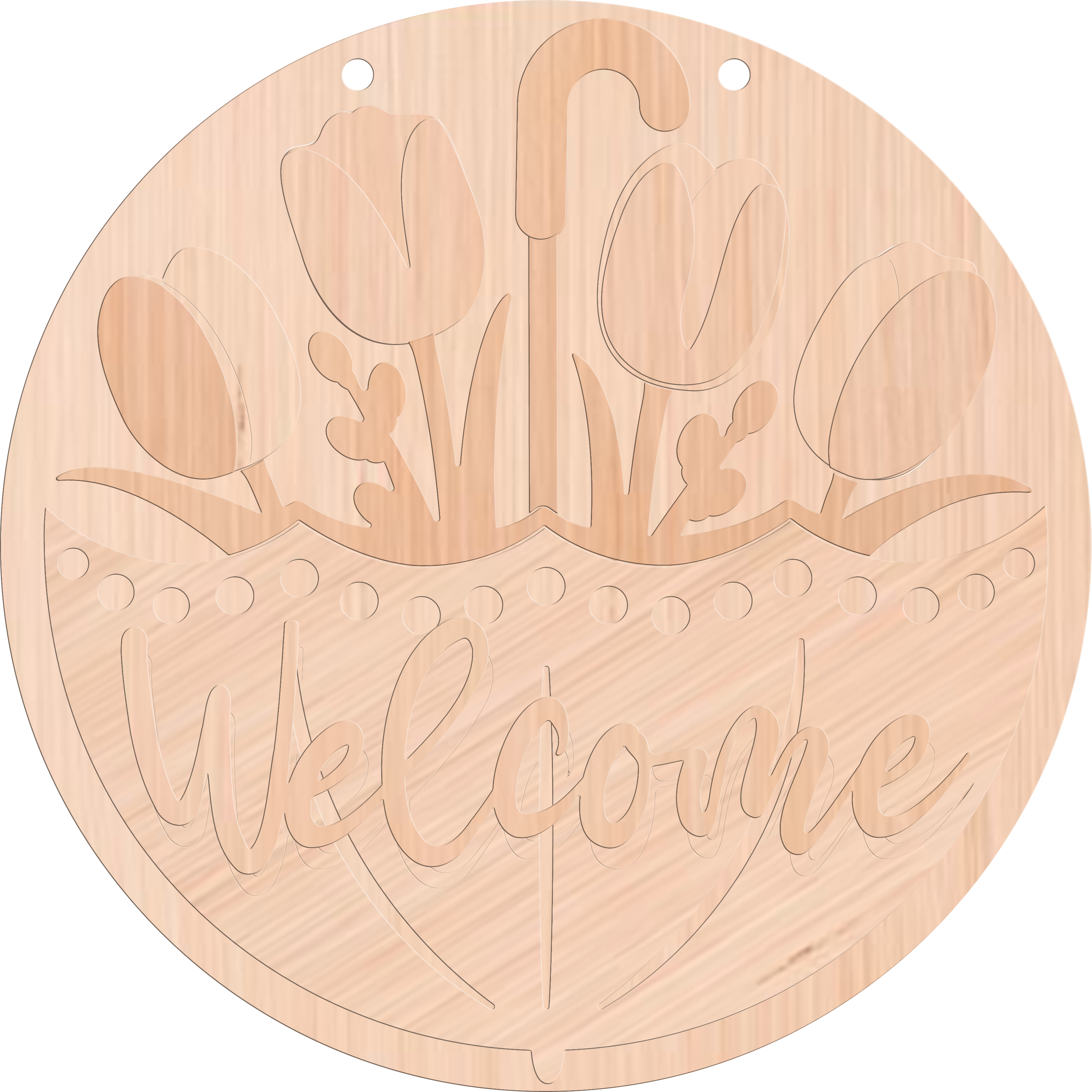 Kate's Blanks - Wholesale Door Hanger - Spring- Welcome Umbrella and Tulips Door Hanger | Paint Kit2