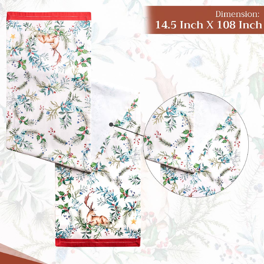 Maison d'Hermine - Design in Every Thread - Wholesale Table Runner - Table Runner 100% Cotton - Single Layer - Holly Time3