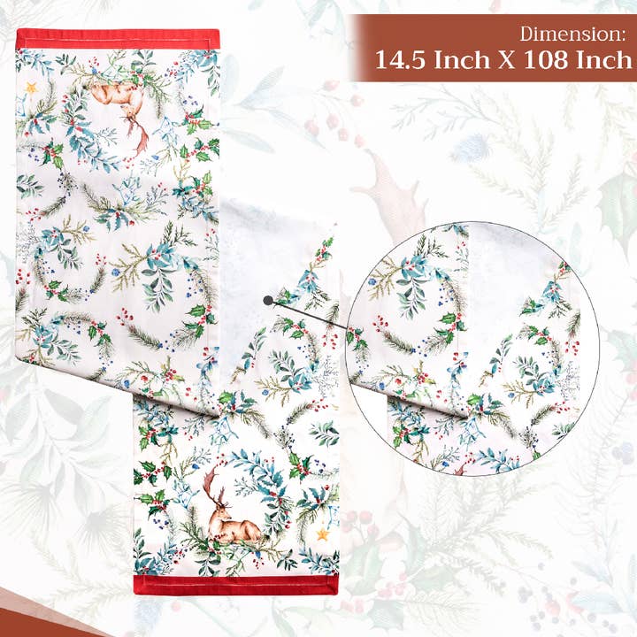 Maison d'Hermine - Design in Every Thread - Wholesale Table Runner - Table Runner 100% Cotton - Single Layer - Holly Time3