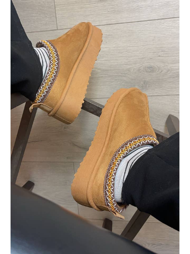 No Doubt Shoes - Wholesale Slides - Women's - Women's Faux Fur Lined Slipper Platform Sliders Aztec Mules 11