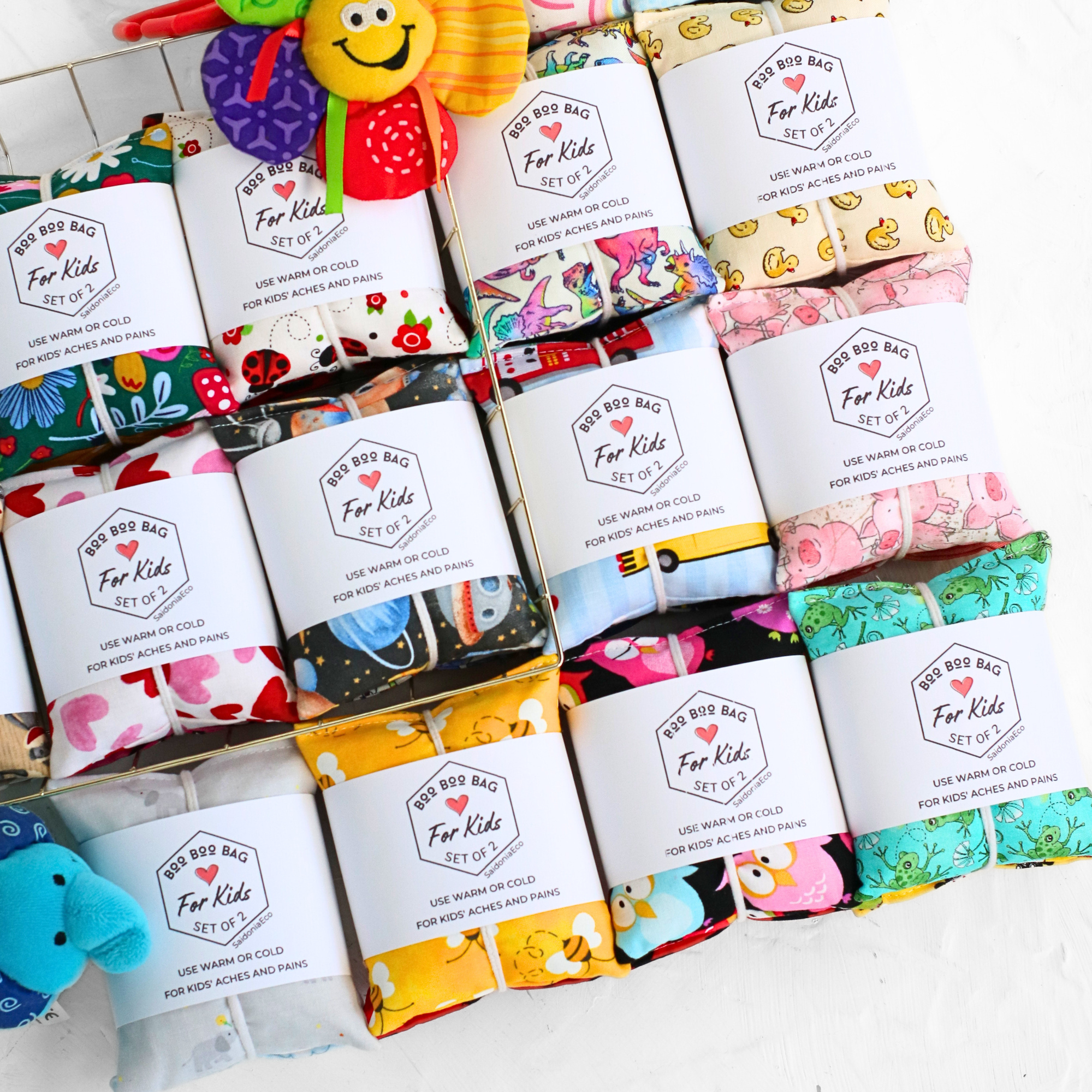 SaidoniaEco - Vente Compresses chaud/froid - Boo Boo Sac pour Enfants ⋆ Mini Packs de Riz Chaud Froid Assortis 2 pièces4