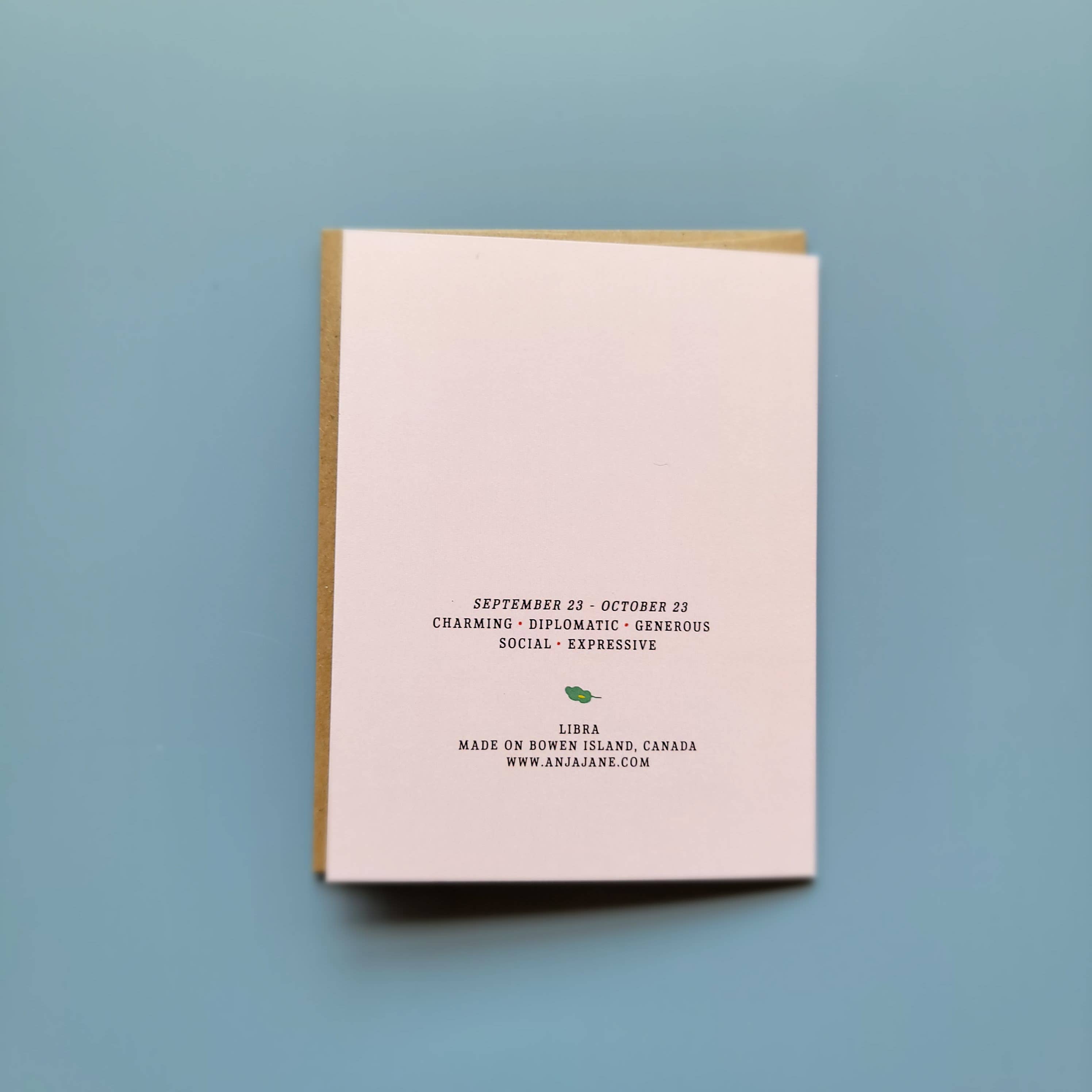 Anja Jane - Wholesale Everyday Greeting Card - Libra Zodiac Greeting Card2