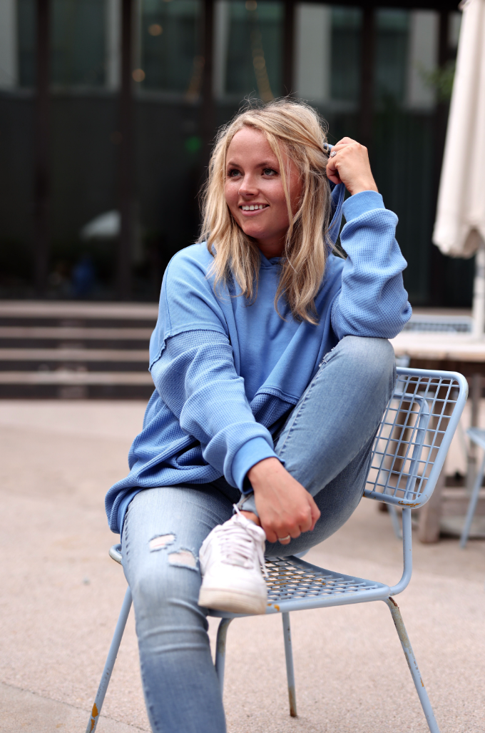 Jadelynn Brooke - Wholesale Hoodie - Women's - Hidden Message Waffle Hoodie-More Kindness (Cobalt Blue)3