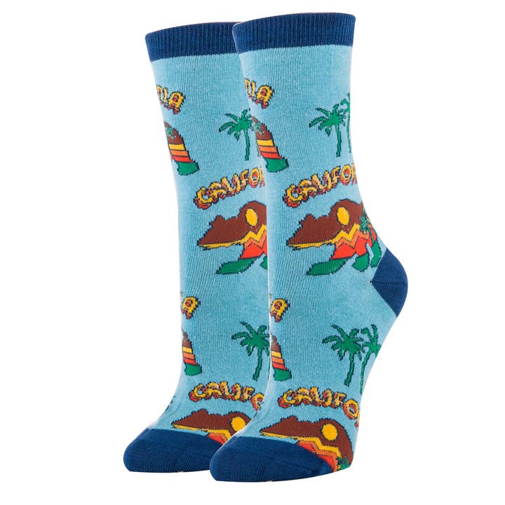 Cali Bear | Women's Cotton Crew Funny Socks for wholesale by Oooh Yeah/Sock It Up/Oooh Geez Slippers