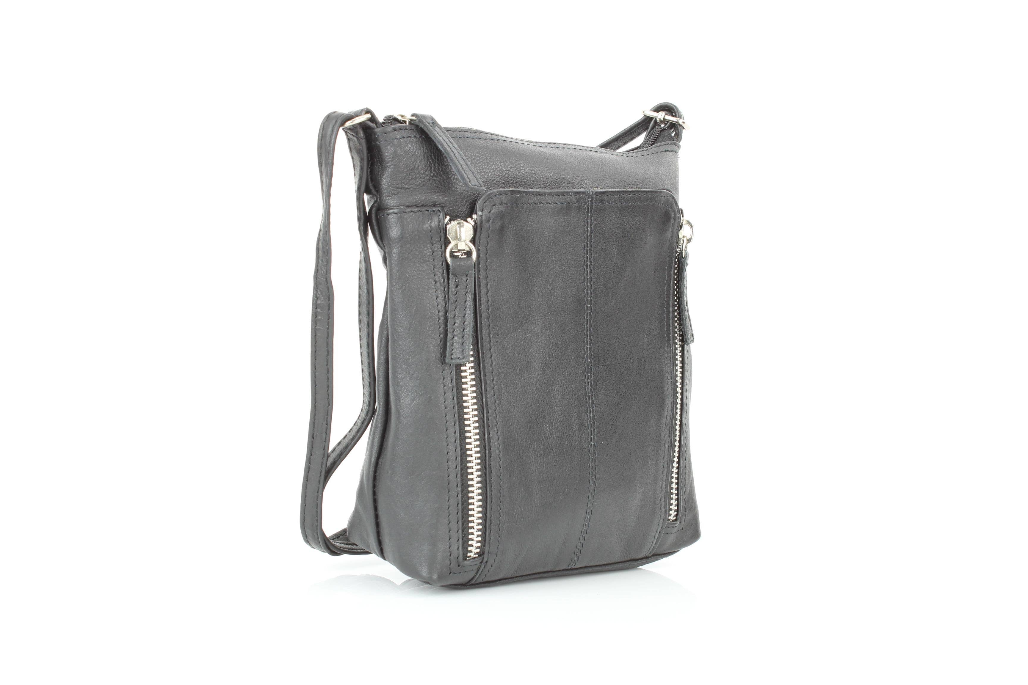 Leather Impressions Inc – wholesale Axelväska - Dam – Anchorage Slim Läder Crossbody | Dubbel Dragkedjedetalj RB 1561