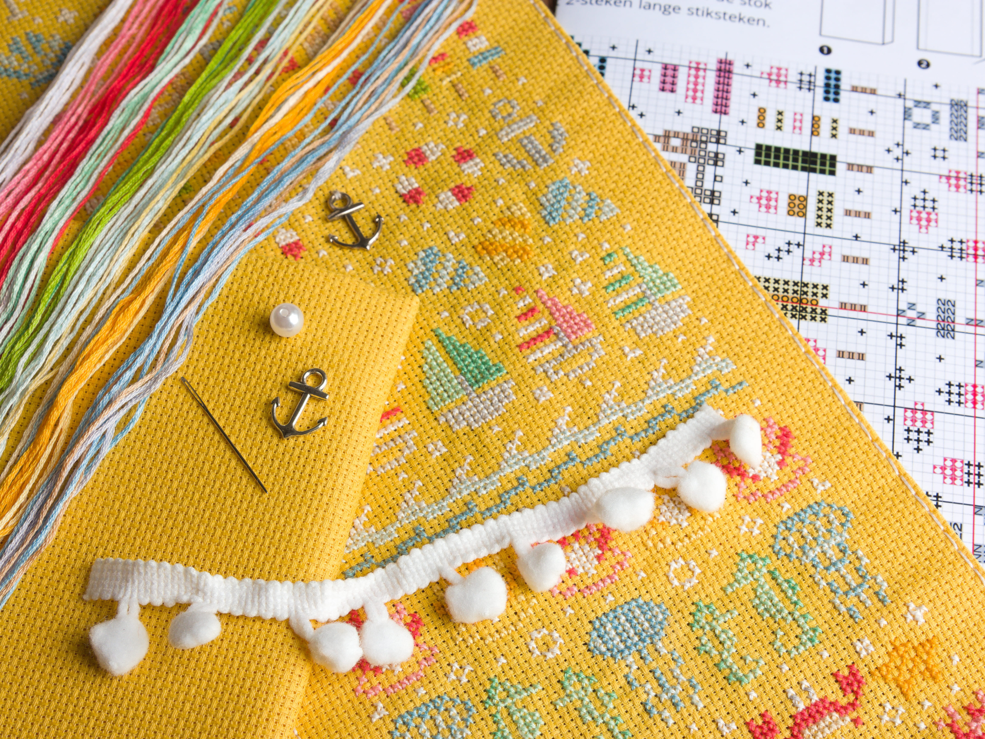 Stitchonomy - Wholesale Embroidery/Cross Stitch Supplies - Zomer Banner Kruissteekpakket1