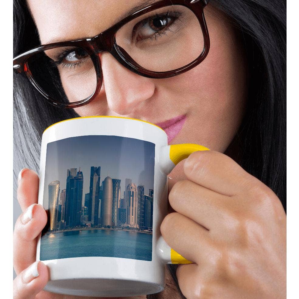 3dRose - Wholesale Coffee Mug - 3dRose, Qatar, Doha, Doha Bay, West Bay skyscrapers at dawn, Mug1