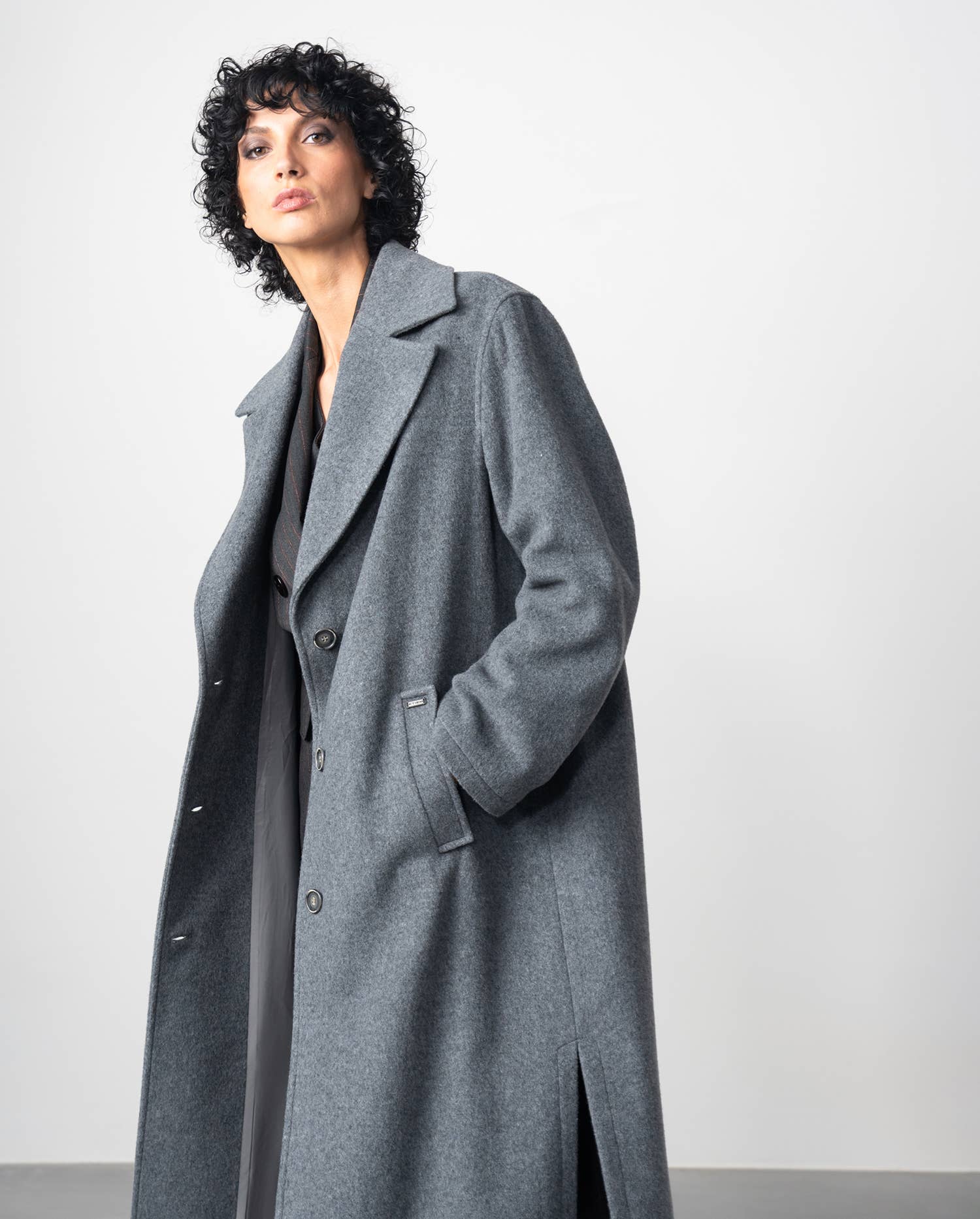 medium grey Long Mouflon Coat for wholesale on Faire1