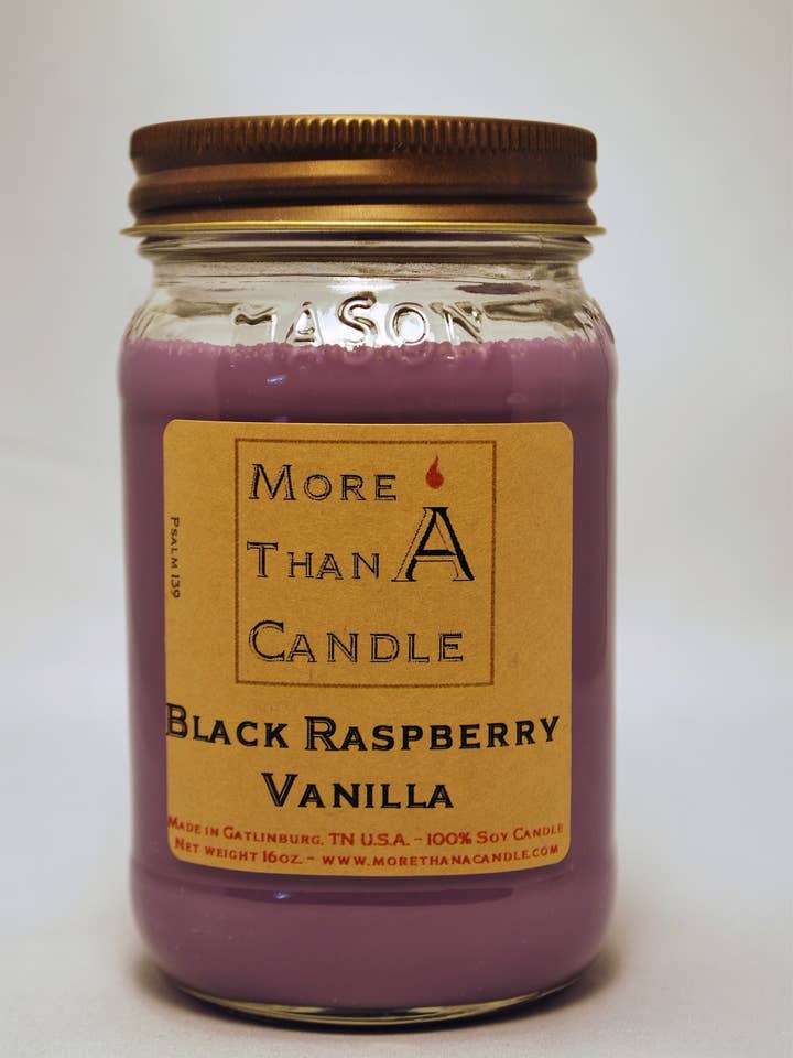 Black Raspberry Vanilla - Barattolo di vetro da 16 oz per la vendita all'ingrosso da parte di More Than Candle