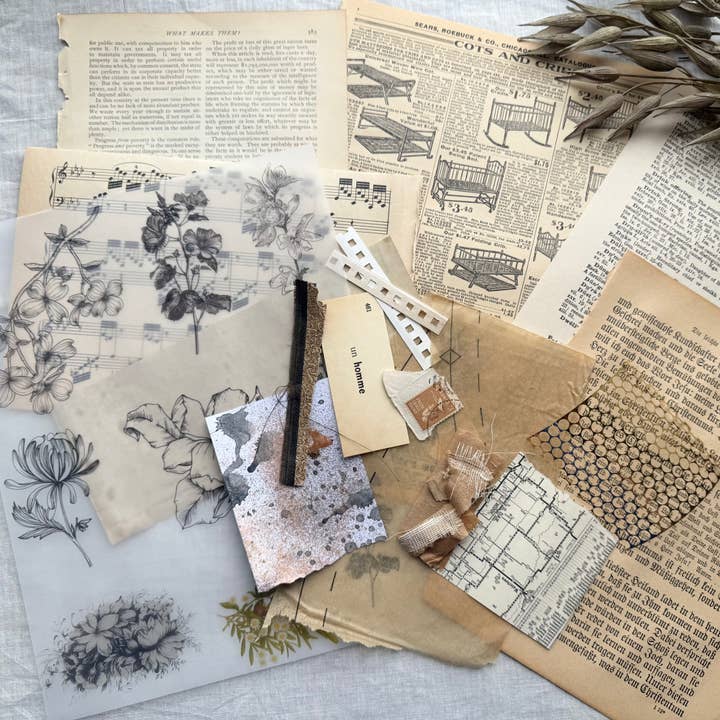 A House of Books - Wholesale DIY Craft Kit - Collage Prompt Kit, Mixed Media Art Kit, Floral1