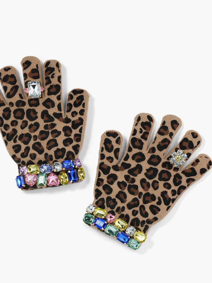 Leopard Gem Gloves for wholesale by Super Smalls