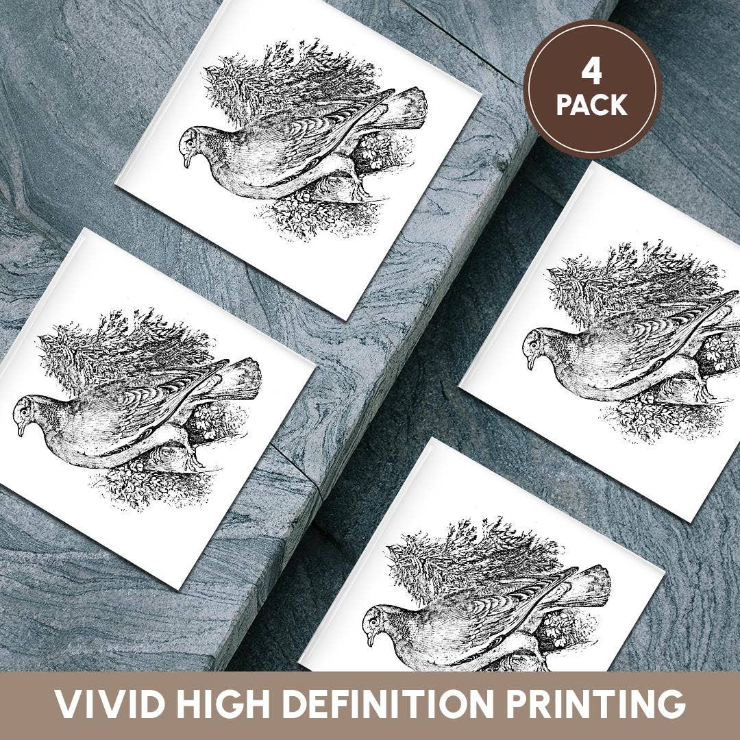 3dRose – Engroshandel Bordskånere – 3dRose, Vintage Trædue Kunst Illustration vilde dyr for fugleelsker, Bordskåner5