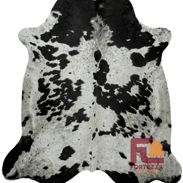 Fortezza Leather - Wholesale Area Rug - Chromatic Black & White Cowhide Rug | X-Large 6' x 8'|