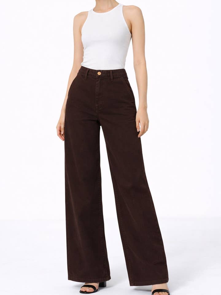 Quinn Broek Wijde Pijp - Espresso voor wholesale door Noend Denim
