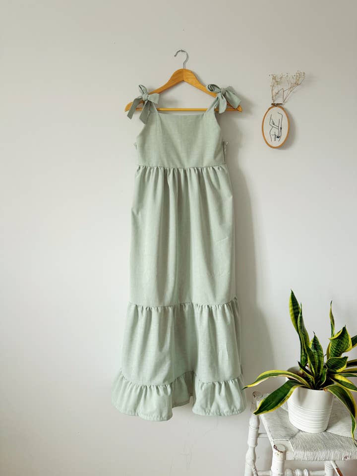 Rubis Pastel - Wholesale Dress - Women's - Sage green Sofia dress (cotton & linen)