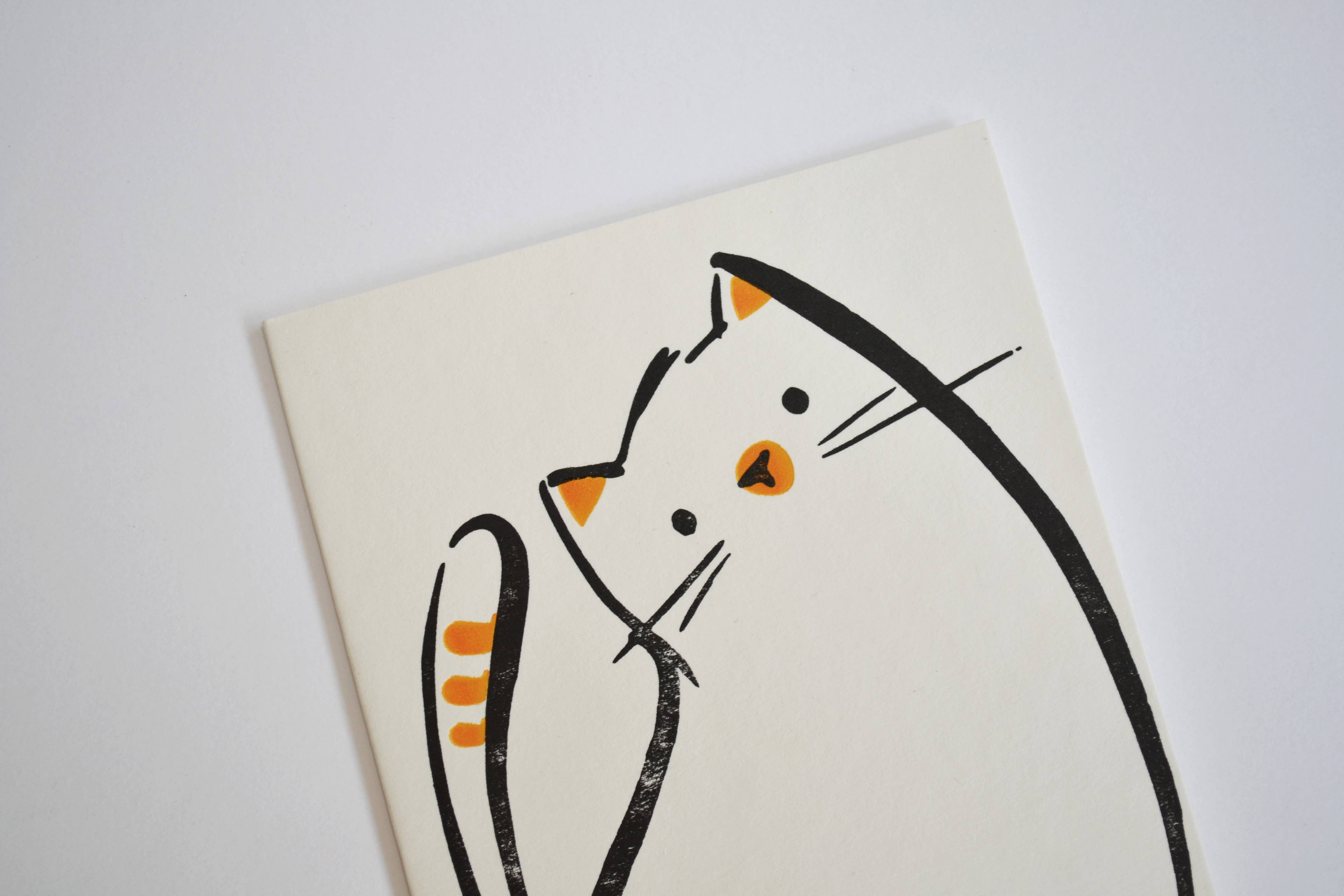 Alex & Olive - Vente Carte de vœux classique - Carte artisanale Chat quotidien - Imprimée en typographie1