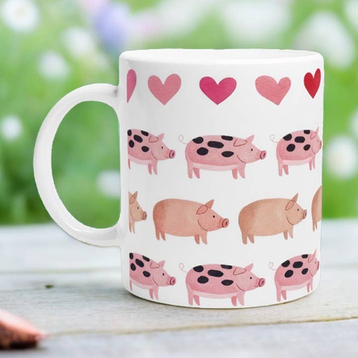 Caneca de Cerâmica Artesanal para Amantes de Porcos - Chávena de Café com Tema de Animais de Quinta por atacado de Aminelle & Willow