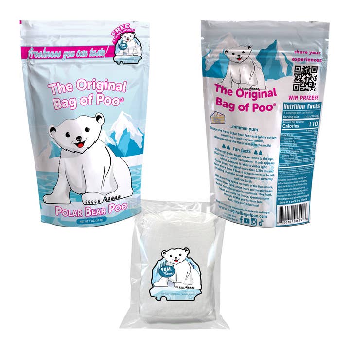 "The Original Bag of Poo"® Novelty Cotton Candy - Vente Barbes à papa - Le Sac Original de Caca® (Caca de Barbe à Papa Ours Polaire)