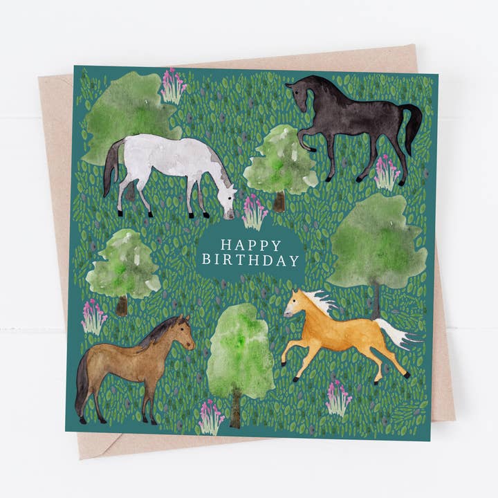 Horse happy birthday card for wholesale by Samantha Hall Designs
