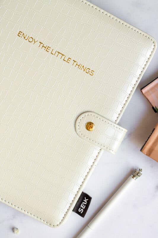 SEIK - Wholesale Journal/Diary - Ring binder bullet journal dotted pages from premium faux leather A5 (white)1