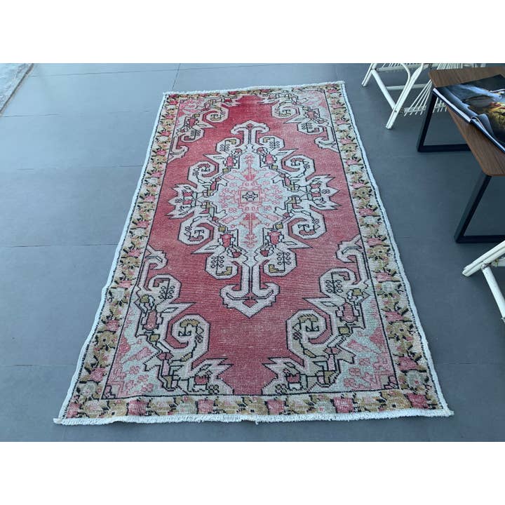 Tapete Turco de 4,1x7,2 pés, Tapete Vintage, Tapete Ombré Rosa Preto por atacado de The Loom Wholesale