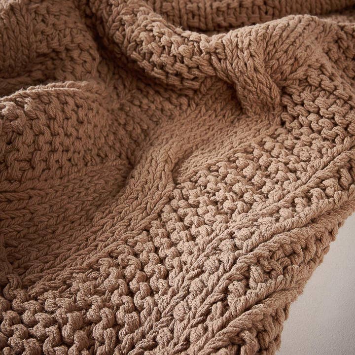 Heirloom Hand Knitted Throw - Clay for wholesale on Faire