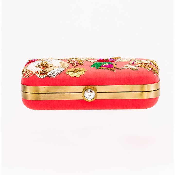 Magazine Clothing - Wholesale Clutch Bag - Women's - Coral Pink Silk Clutch2