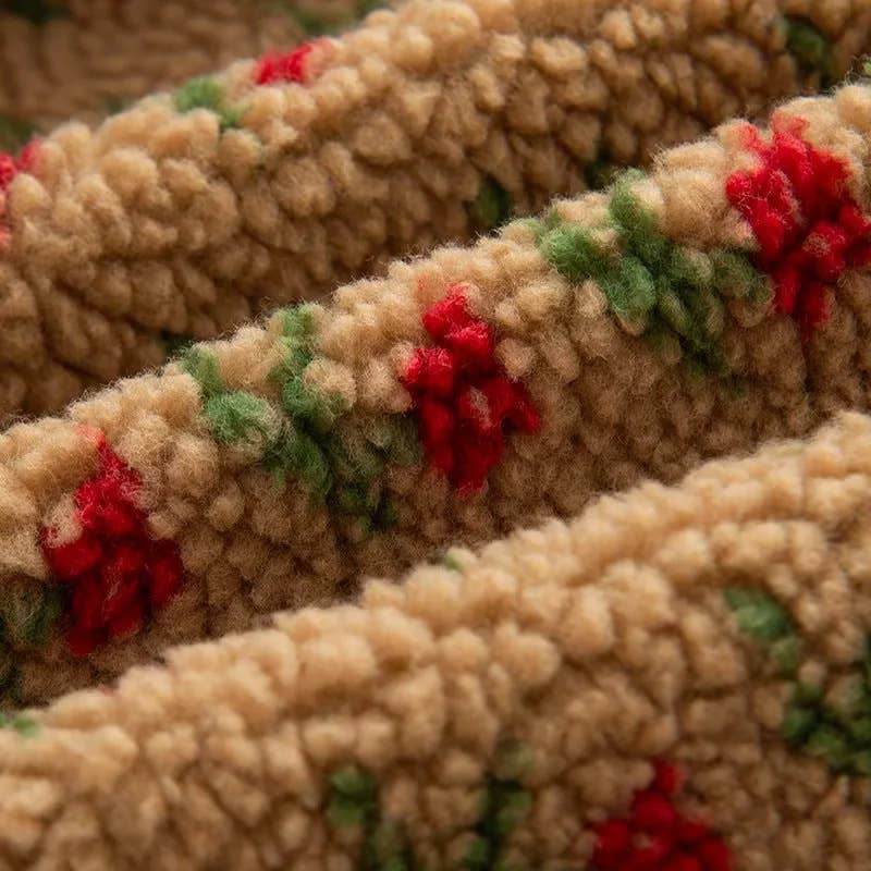 Rosa Clothing - Wholesale Jacket - Women's - Vintage Boho Tulip Floral Print Sherpa Fleece Jacket8