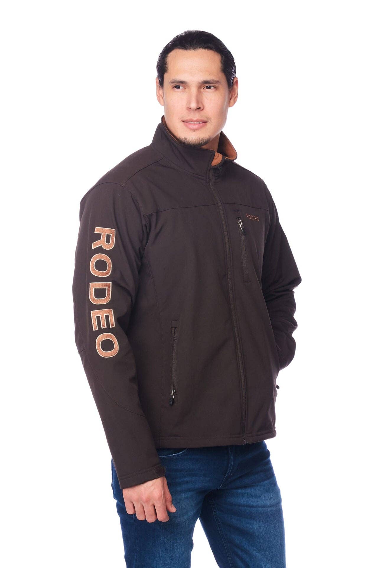 Rodeo Clothing - Wholesale Jacket - Men's - Men's Soft Shell Bonded Jacket -NJ650-EMB-BROWN-COGNAC3
