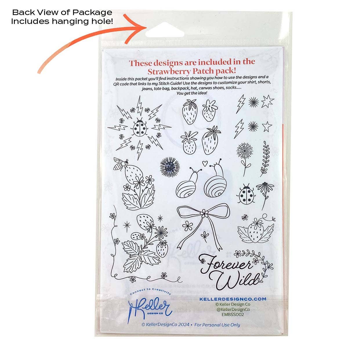 Keller Design Co. - Wholesale Embroidery/Cross Stitch Supplies - Stick It Stitch It Water Soluble Embroidery Patterns-Strawberry Patch6