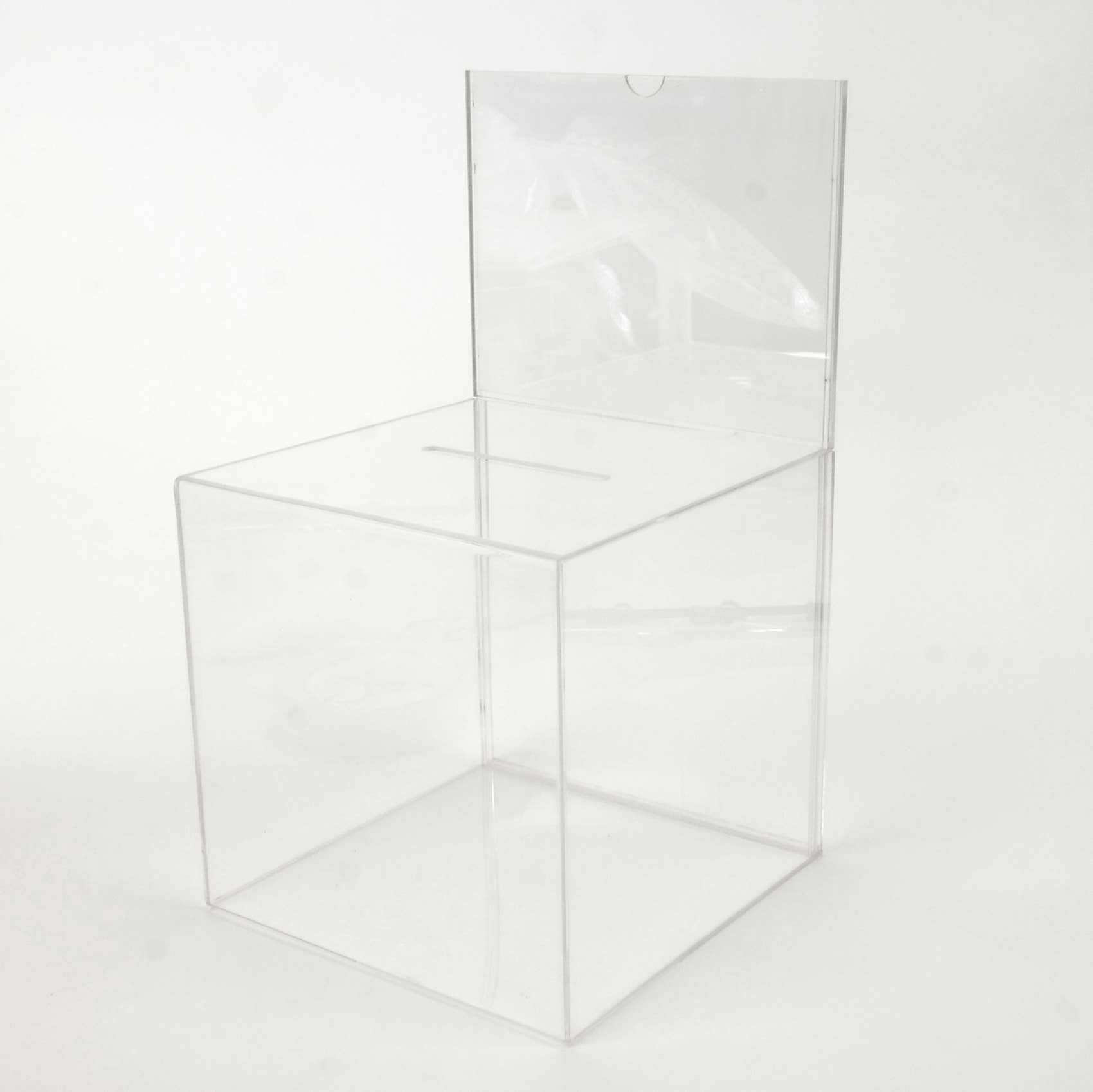 Suburban Sales - Wholesale Decorative Box - Clear Acrylic Ballot Box with Sign Holder2