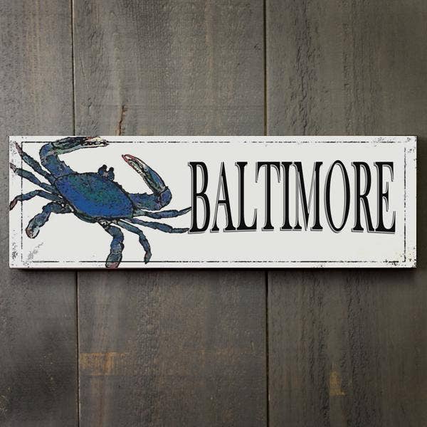 S3456 (S95) - Blue Crab Sign With Black Text for wholesale by Paint The Town
