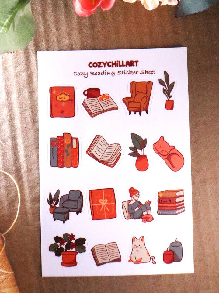 hoja de pegatinas de lectura acogedora para venta al por mayor de cozychillart